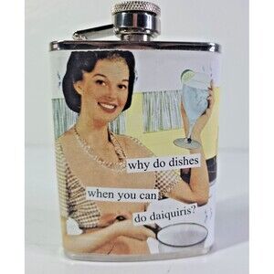 Anne Taintor "Do Daiquiris" Stainless Steel 4oz Flask, Vintage Style
